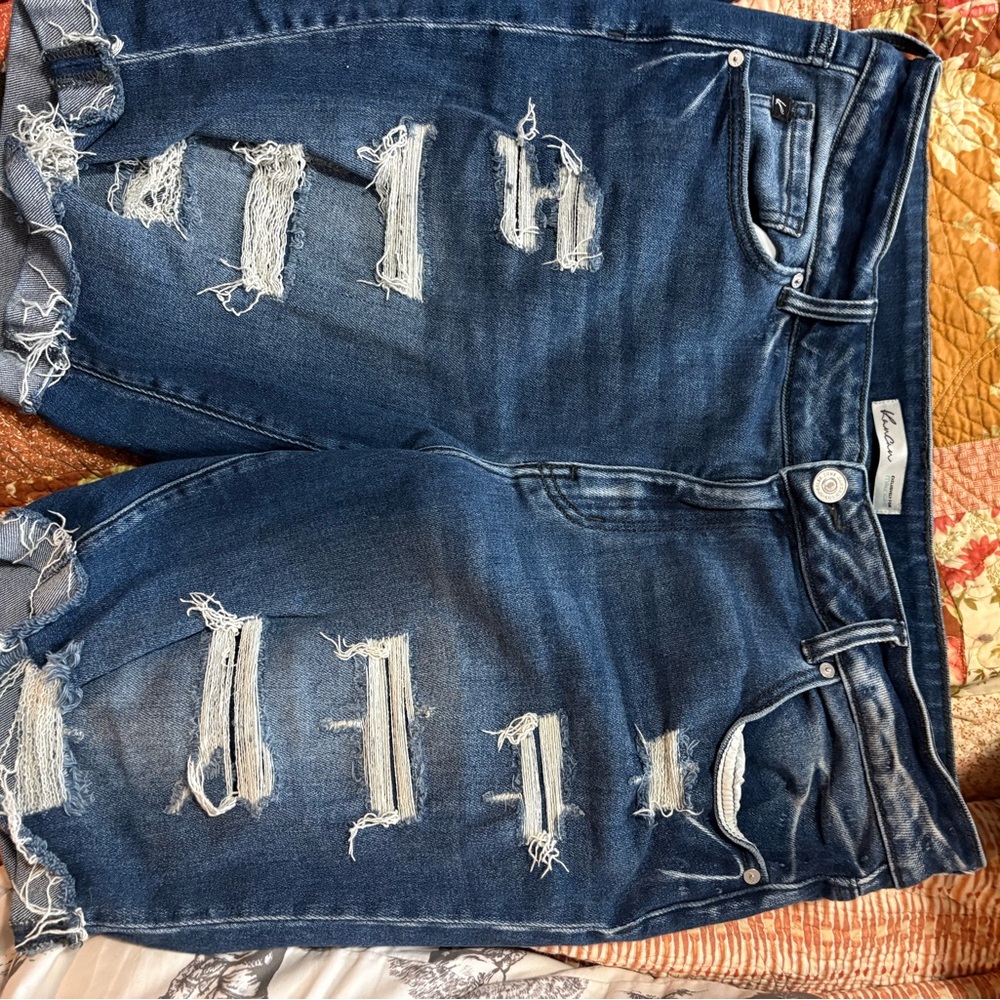 KanCan Dark Blue Distressed Boyfriend Jeans